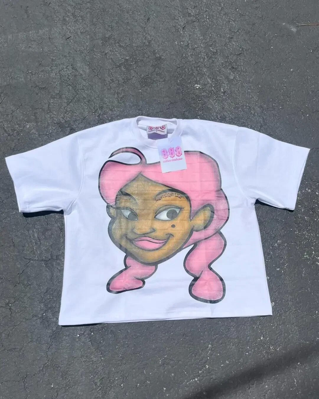 Madhand Style Y2K Schwarzes Cartoon Grafik Unisex Oversized Streetwear Baumwoll T-Shirt