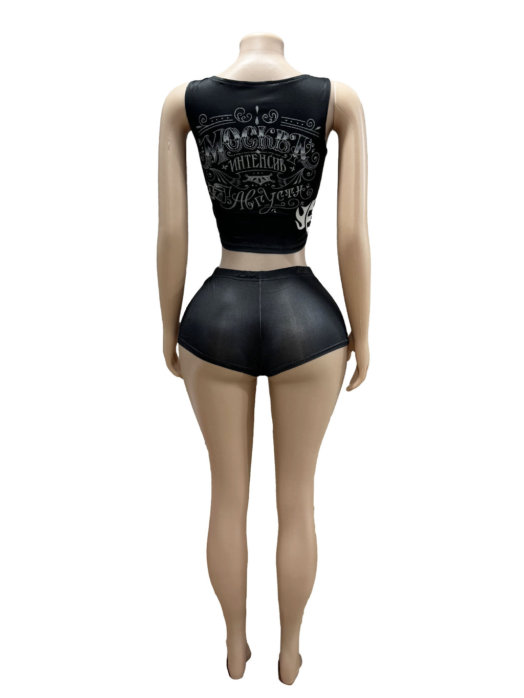 Celestia Anaya Graphic Cropped Tank Top Mini Shorts 2 Piece Set Women