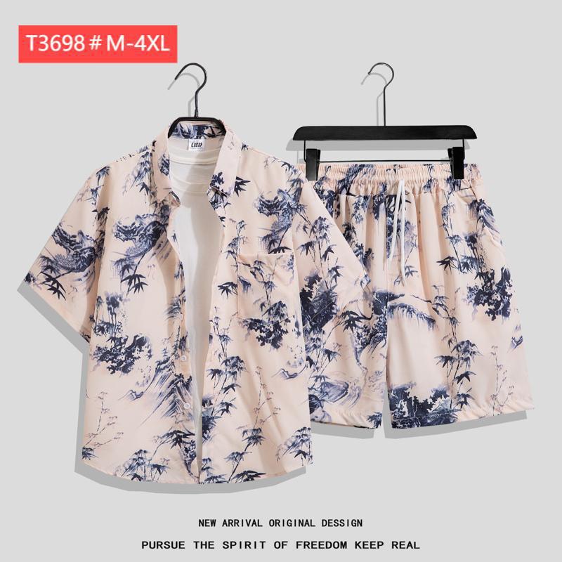 Couple Hawaiian Floral Set Loose 5 Inch Shorts T3664-T3699