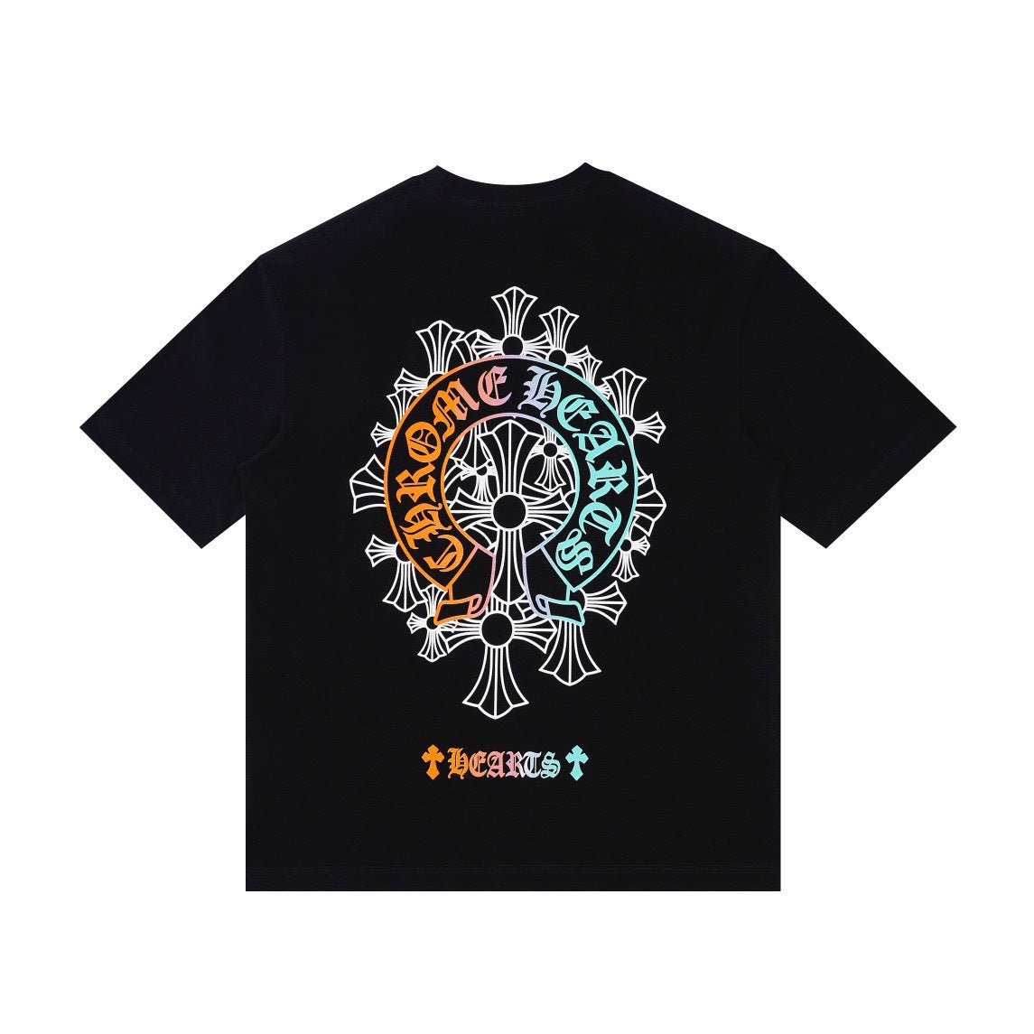 Chrome Hearts Color Sanskrit Cross Print Short Tee Unisex Y2K