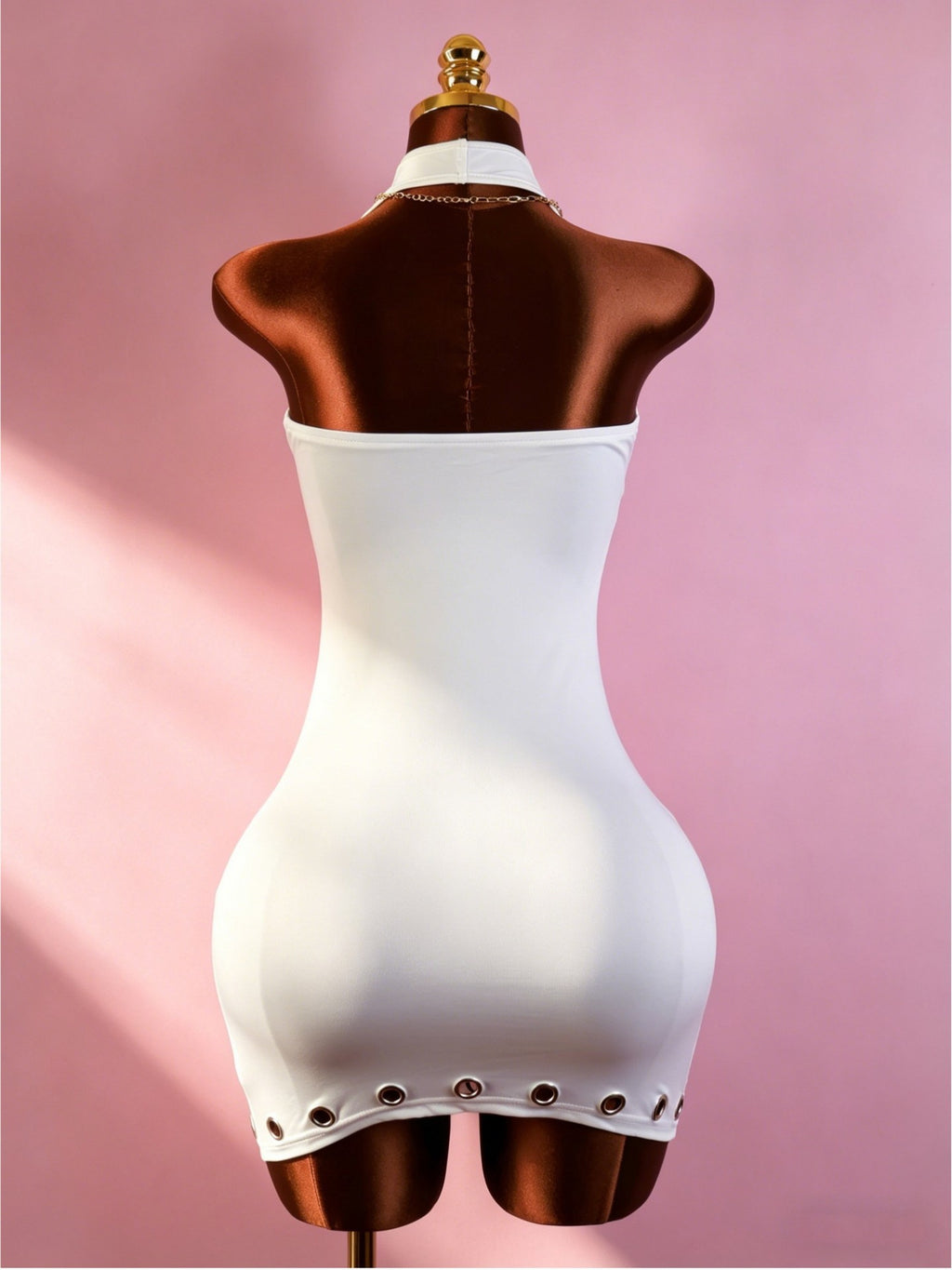 Eyelet Halter Backless Bodycon Mini Dress Women High Stretch