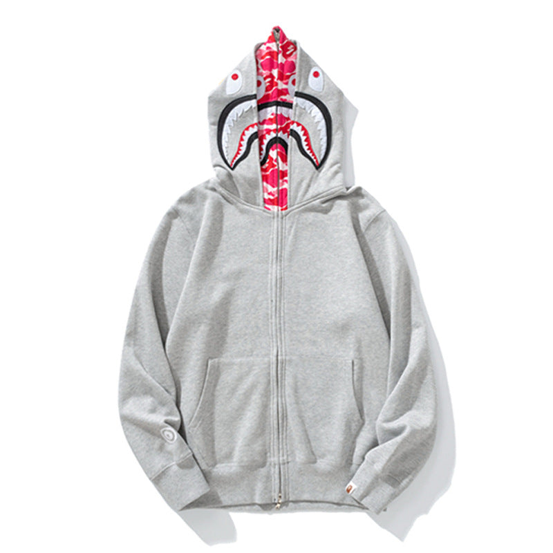 BAPE Shark Camo Print Full Zip Streetwear Hoodie Unisex