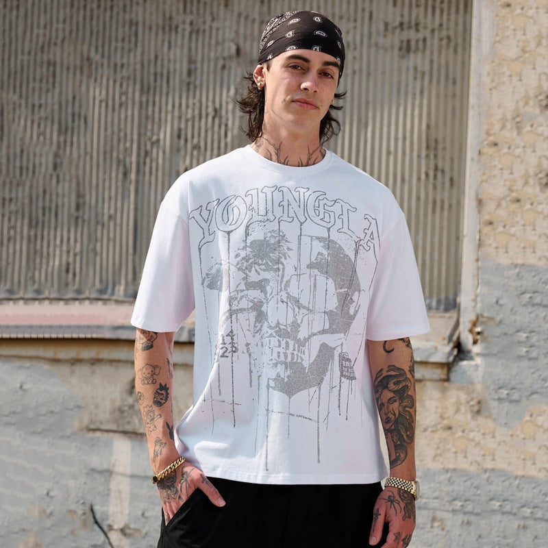 YOUNGLA 4116 Floral Skull Tees
