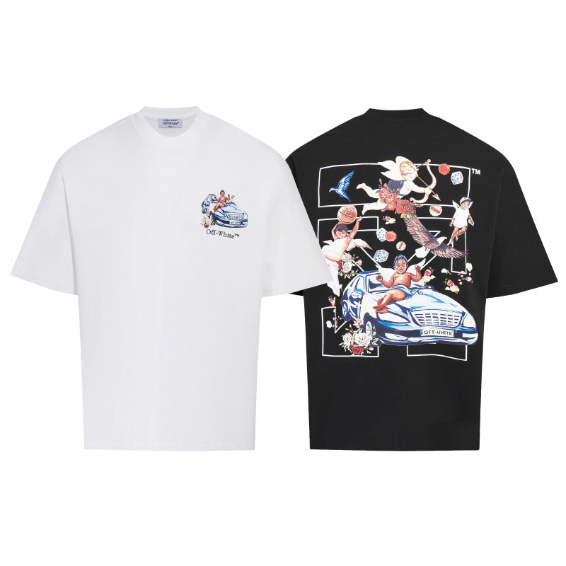Off White Arrow Graphic Print Crew Neck Unisex T Shirt