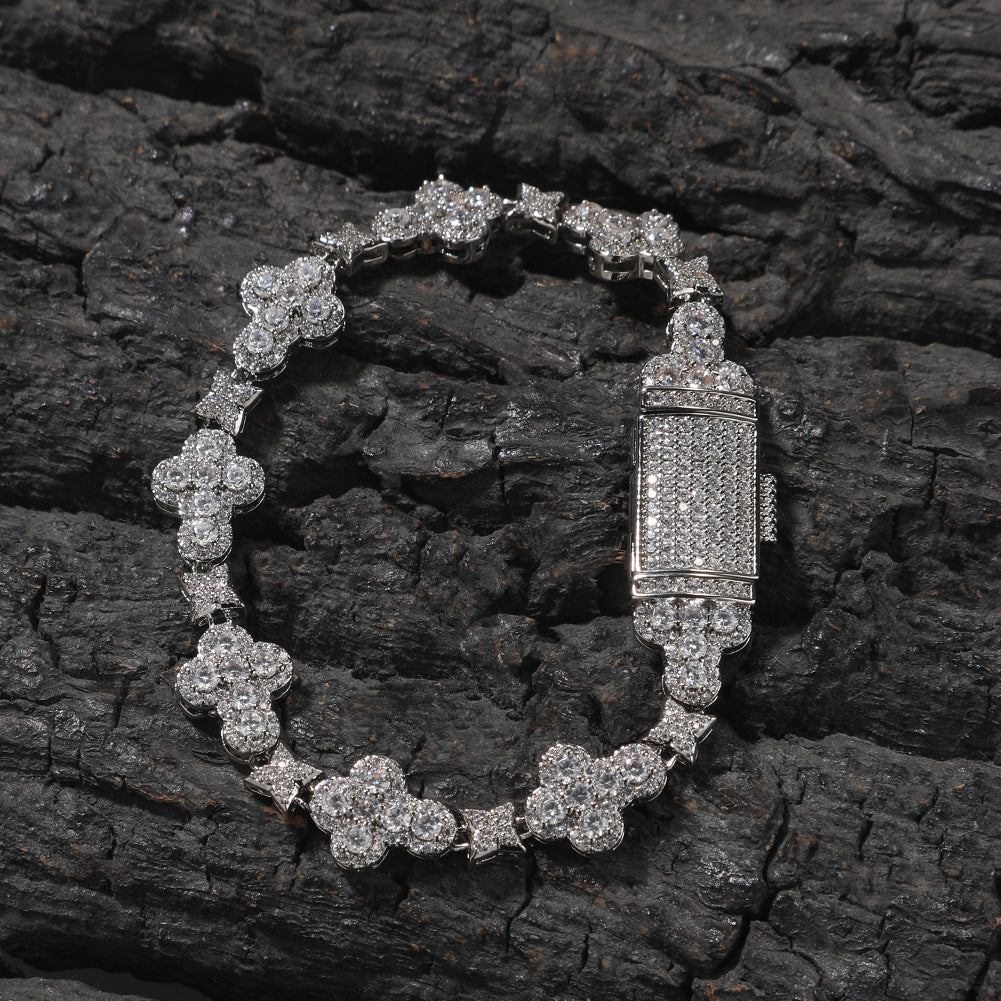 Iced Four Leaf Clover Tennis Bracelet 10mm