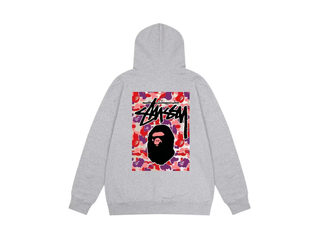 Stussy Zip Up Hoodie Multi Graphic Letter Print Streetwear Jacket