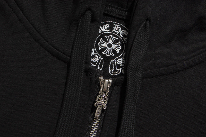 Chrome Hearts Horseshoe Cross Zip Hoodie Floral Sleeve Street Jacket