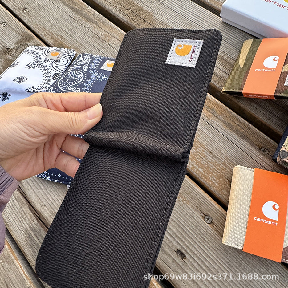 Carhartt Patch Logo Bifold Wallet Canvas Corduroy Paisley Card Holder