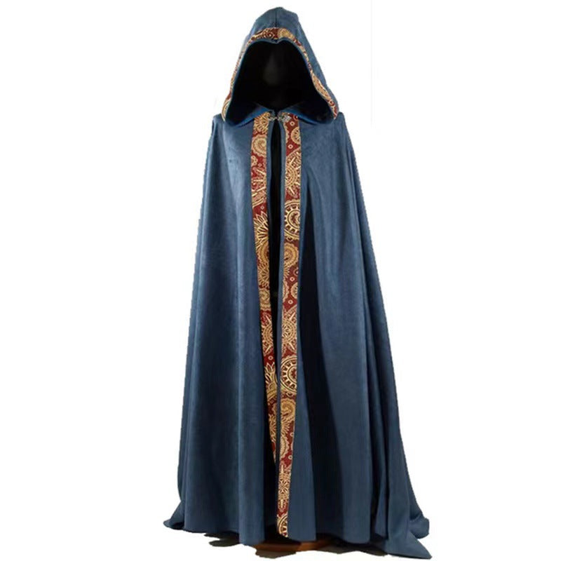 Halloween Men Medieval Priest Hooded Cape Multi‑Color Cloak