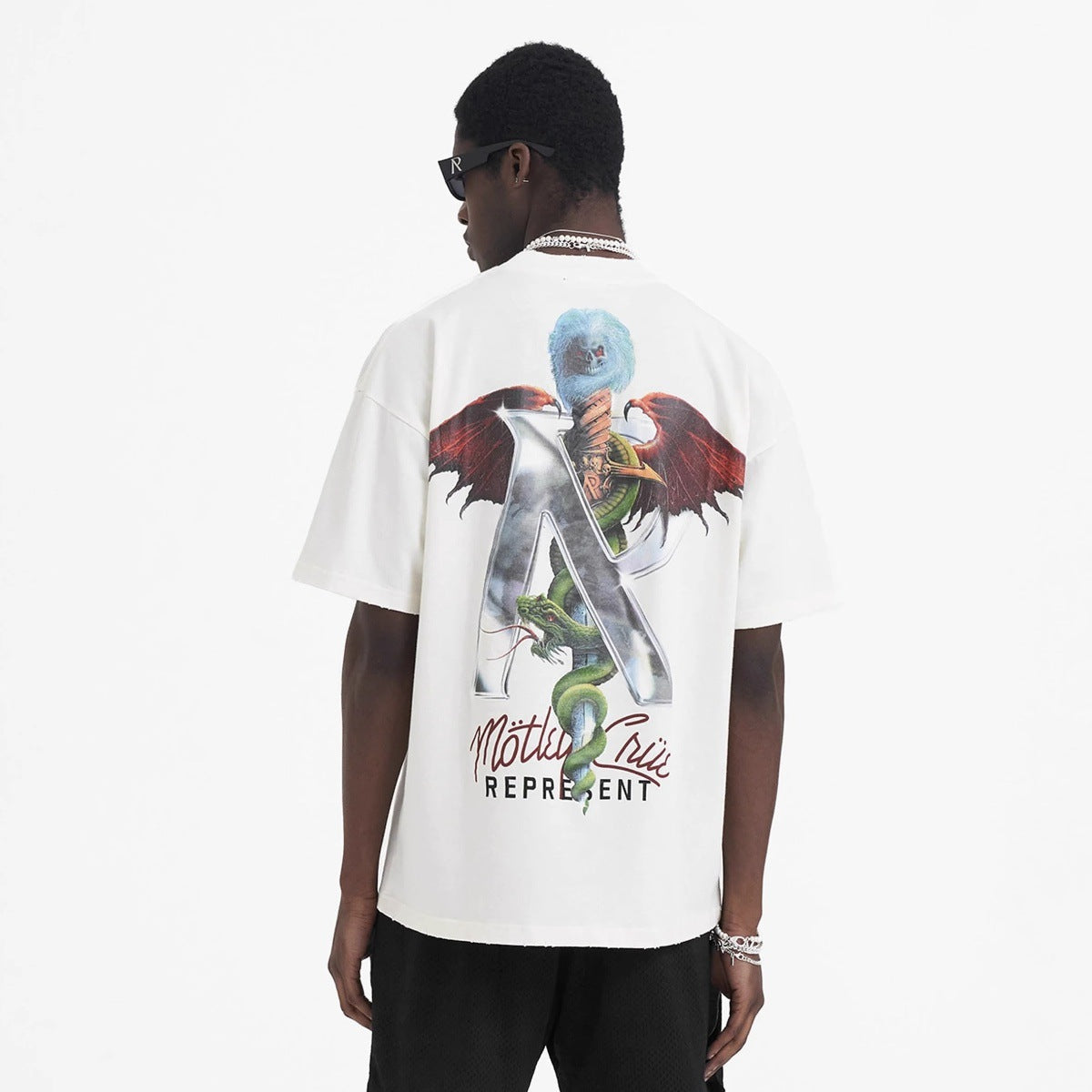 Represent Shark Washed Graphic Oversized Tee Streetwear Unisex