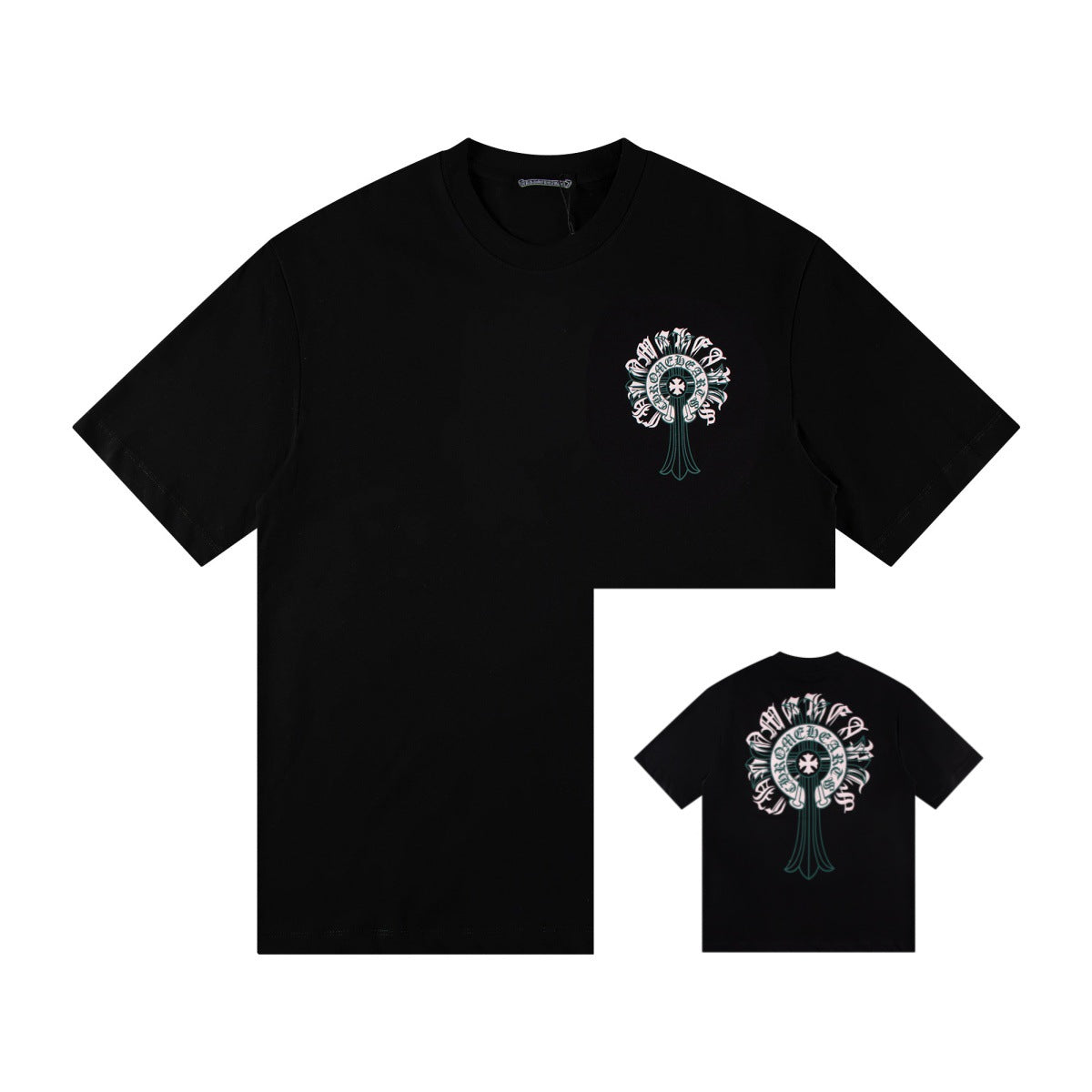 Chrome Hearts Color Sanskrit Cross Horseshoe Print Short Tee Unisex