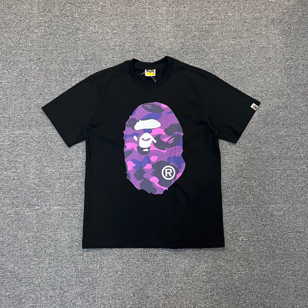 BAPE Classic Camo Ape Head Letter Print Loose Unisex Casual T-Shirt