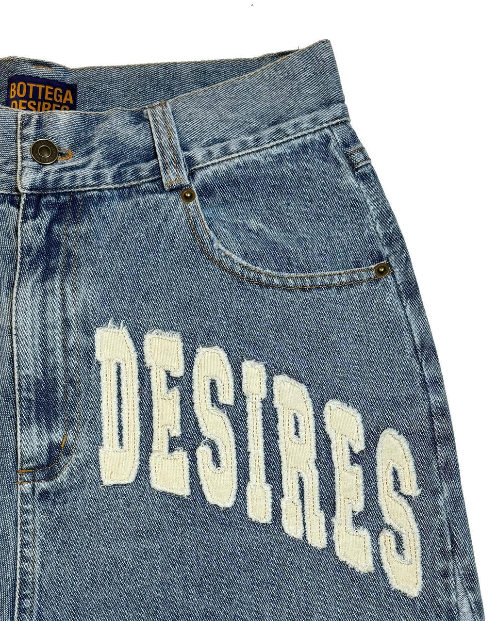 Bottega Desires Y2K Baggy Frayed Hem Denim Jort Shorts