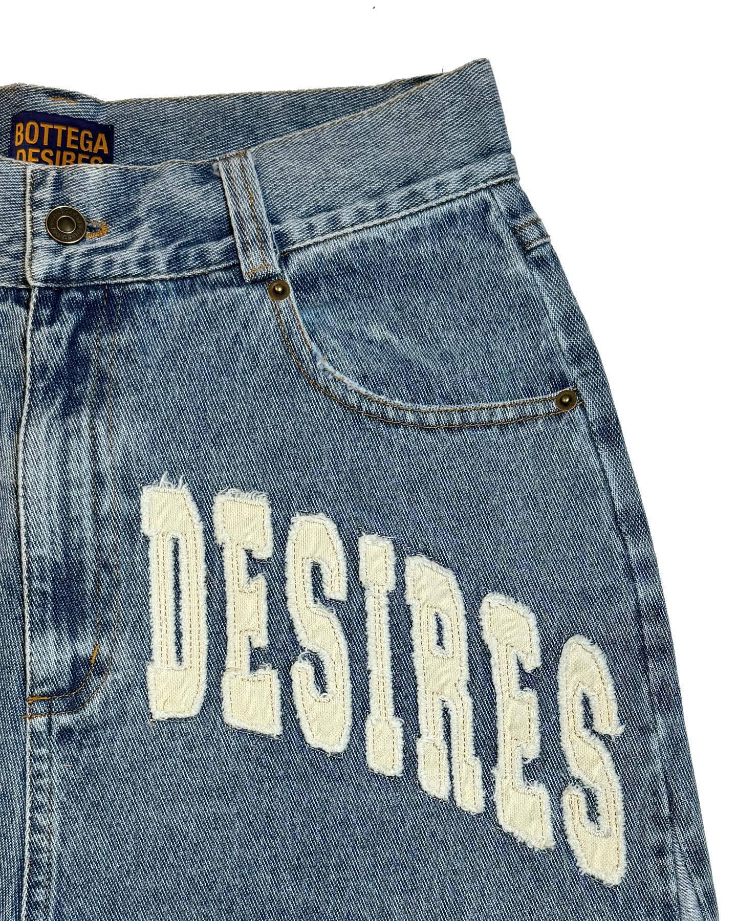 Bottega Desires Y2K Baggy Frayed Hem Denim Jort Shorts