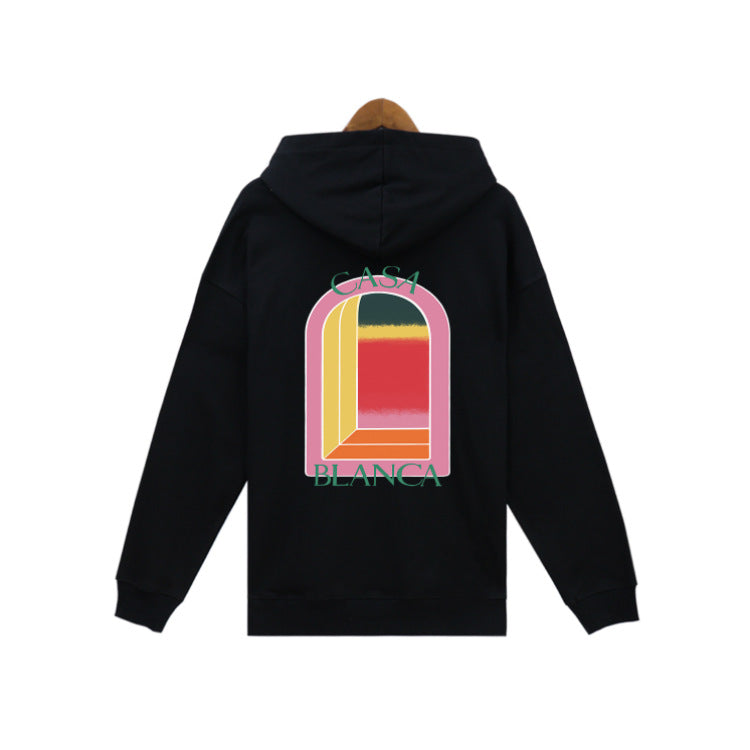 Casablanca Colorful Print Hoodie Men Casual Loose Pullover Sweatshirt
