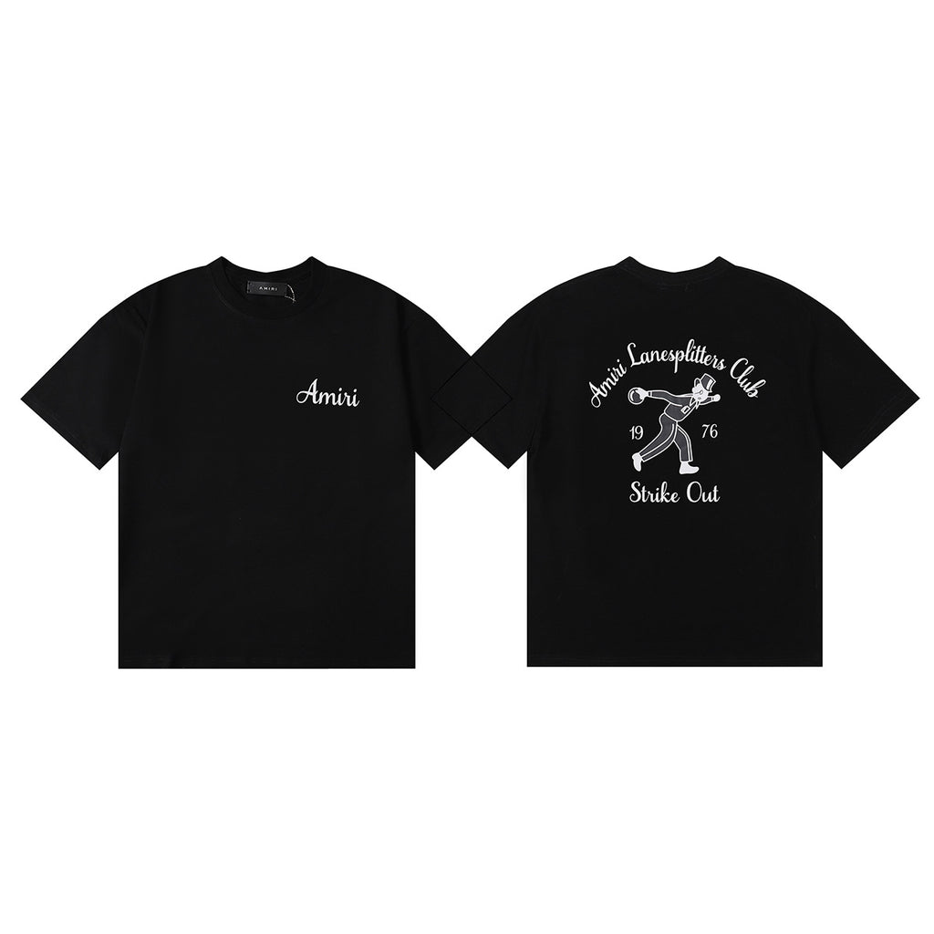 Amiri Rose Skull Letter Graphic Short Sleeve Tee Streetwear Unisex