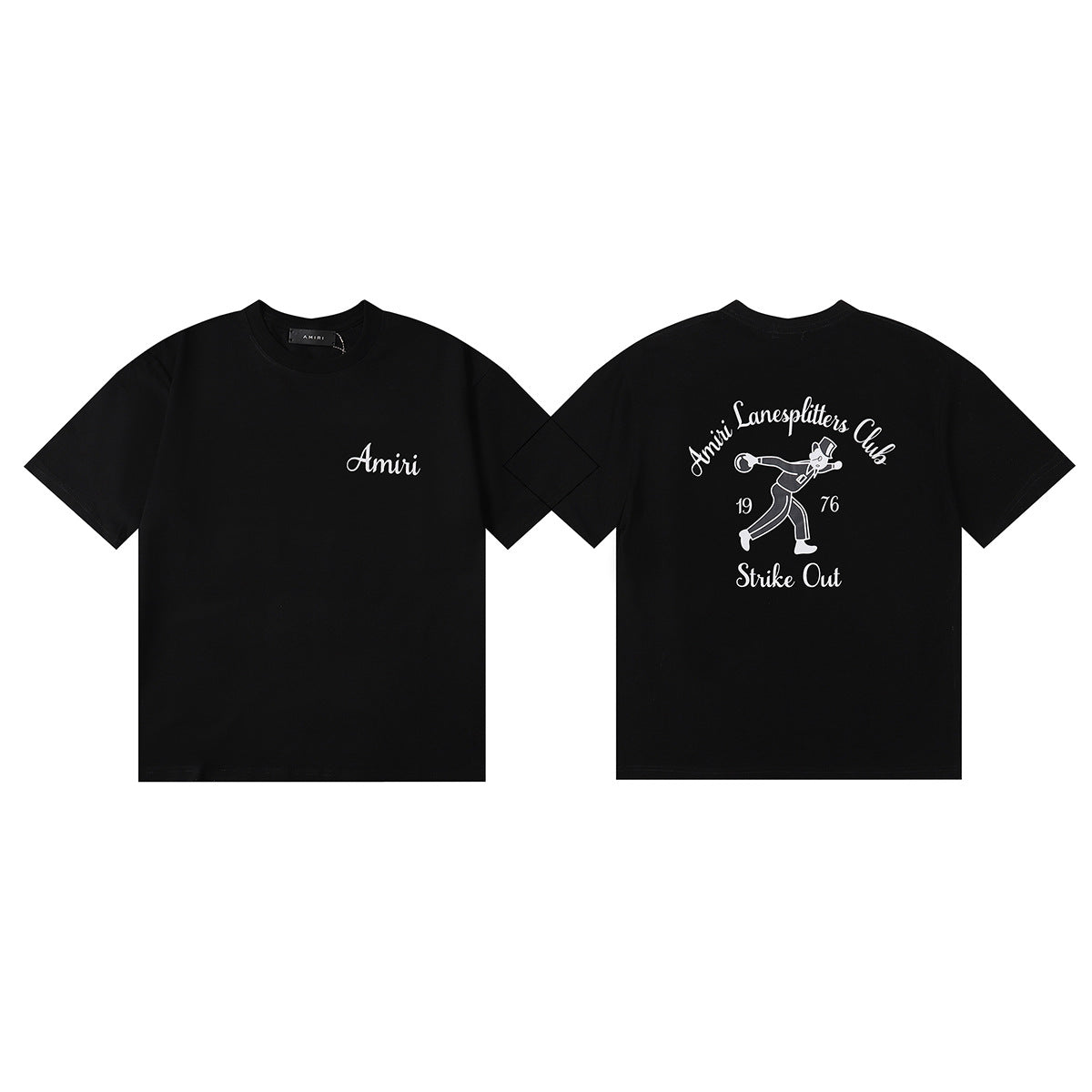 Amiri Rose Skull Letter Graphic Short Sleeve Tee Streetwear Unisex