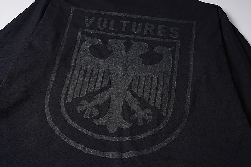Vulture Eagle Crest Graphic Streetwear Oversized Batwing Long Sleeve T Shirt