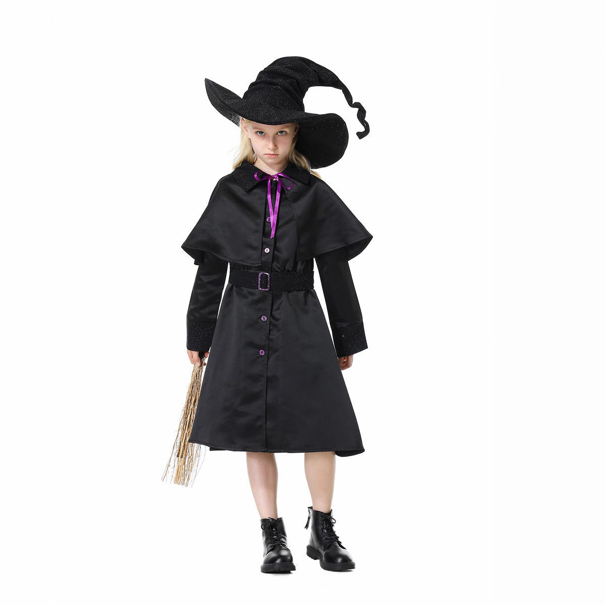 Halloween Wizard Witch Long Robe Cosplay Sets Adult & Kids Outfits