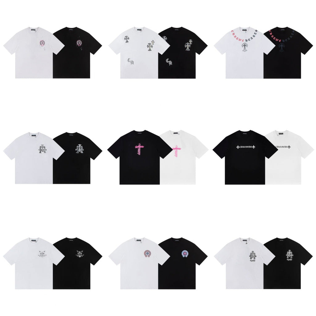 Chrome Hearts Color Sanskrit Cross Horseshoe Print Short Tee Unisex