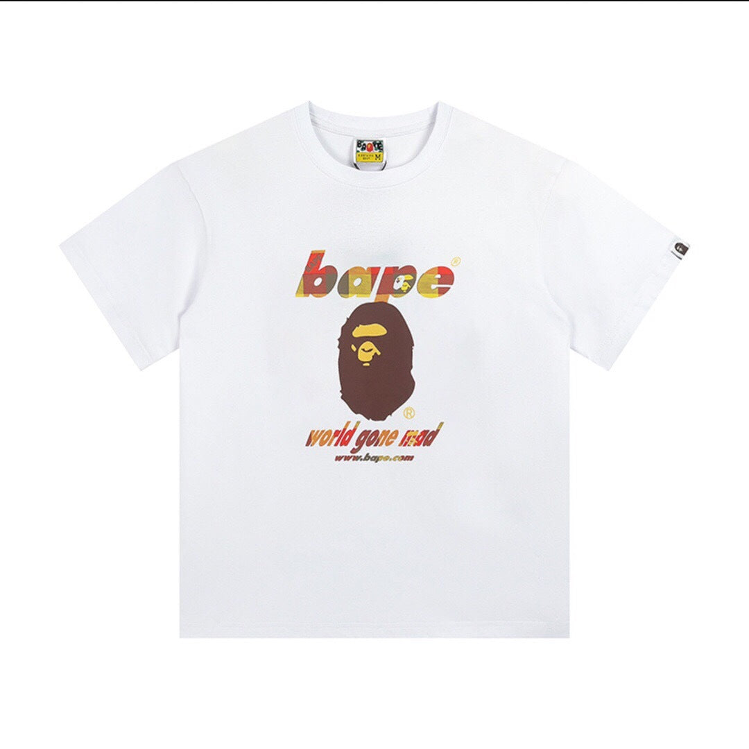 BAPE Classic Camo Ape Head Letter Print Loose Unisex Casual T-Shirt