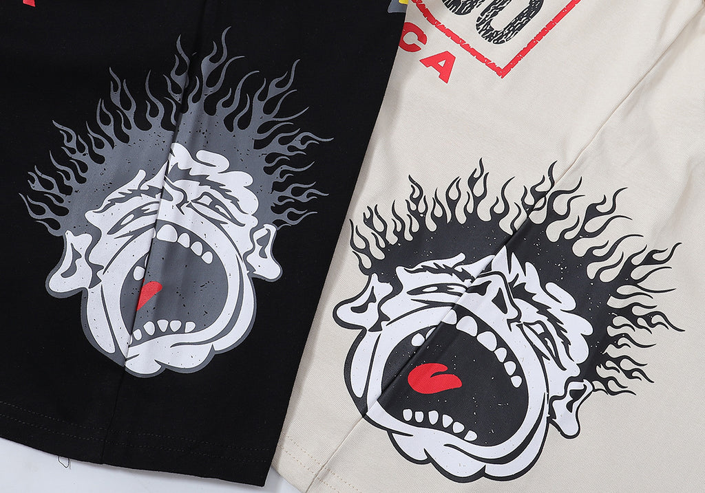 Hellstar Series Vintage Graphic Print Loose Unisex Streetwear T-Shirt