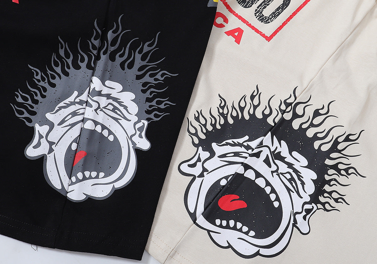 Hellstar Series Vintage Graphic Print Loose Unisex Streetwear T-Shirt