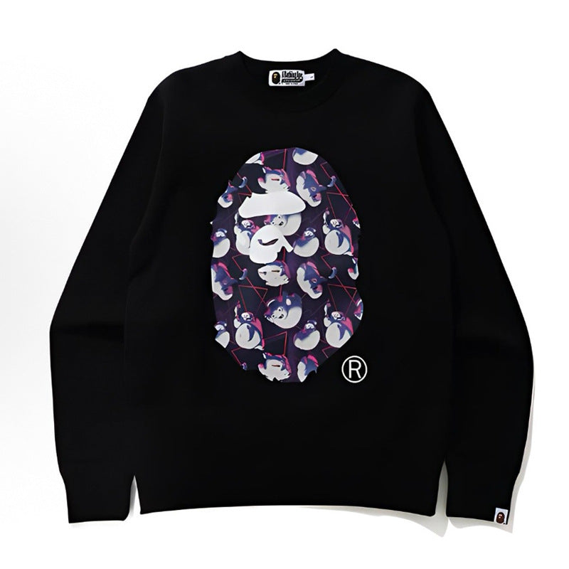 Bape Camo Ape Head Graphic Washed Oversized Crewneck Streetwear