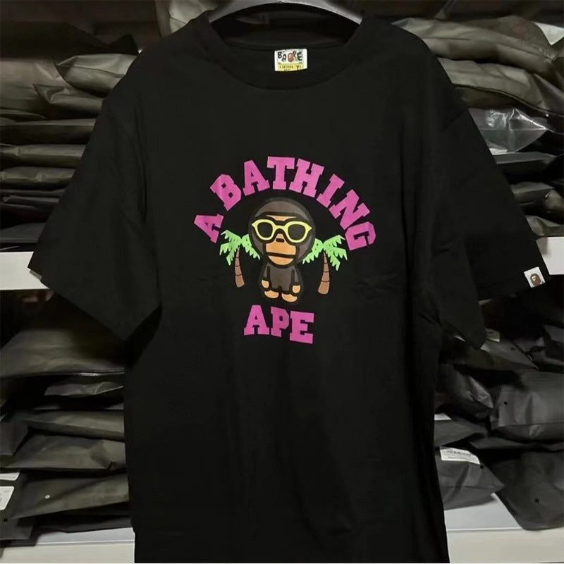BAPE Ape Head Cartoon Print Loose Unisex Short Sleeve T-Shirt