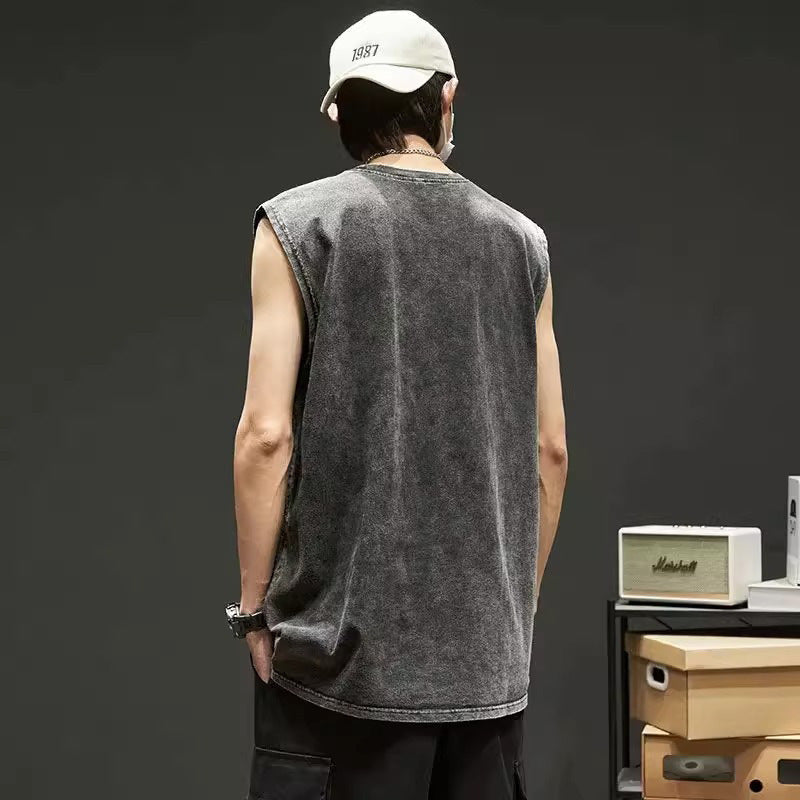 Vintage Washed Tank Top Graphic Loose Hip Hop Summer Sleeveless Vest