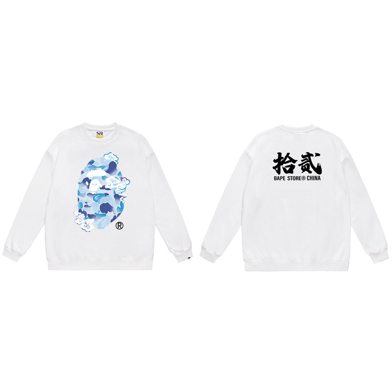 BAPE Ape Head Crewneck Sweatshirt Multi Print Streetwear Pullover