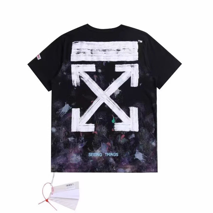 Off-White Firework Arrow Print Crew Neck Short Sleeve T Shirt Unisex