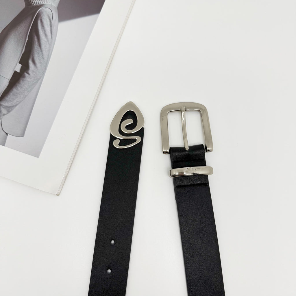 Stussy Spiral Swirl Metal Tip Leather Belt High Street Unisex