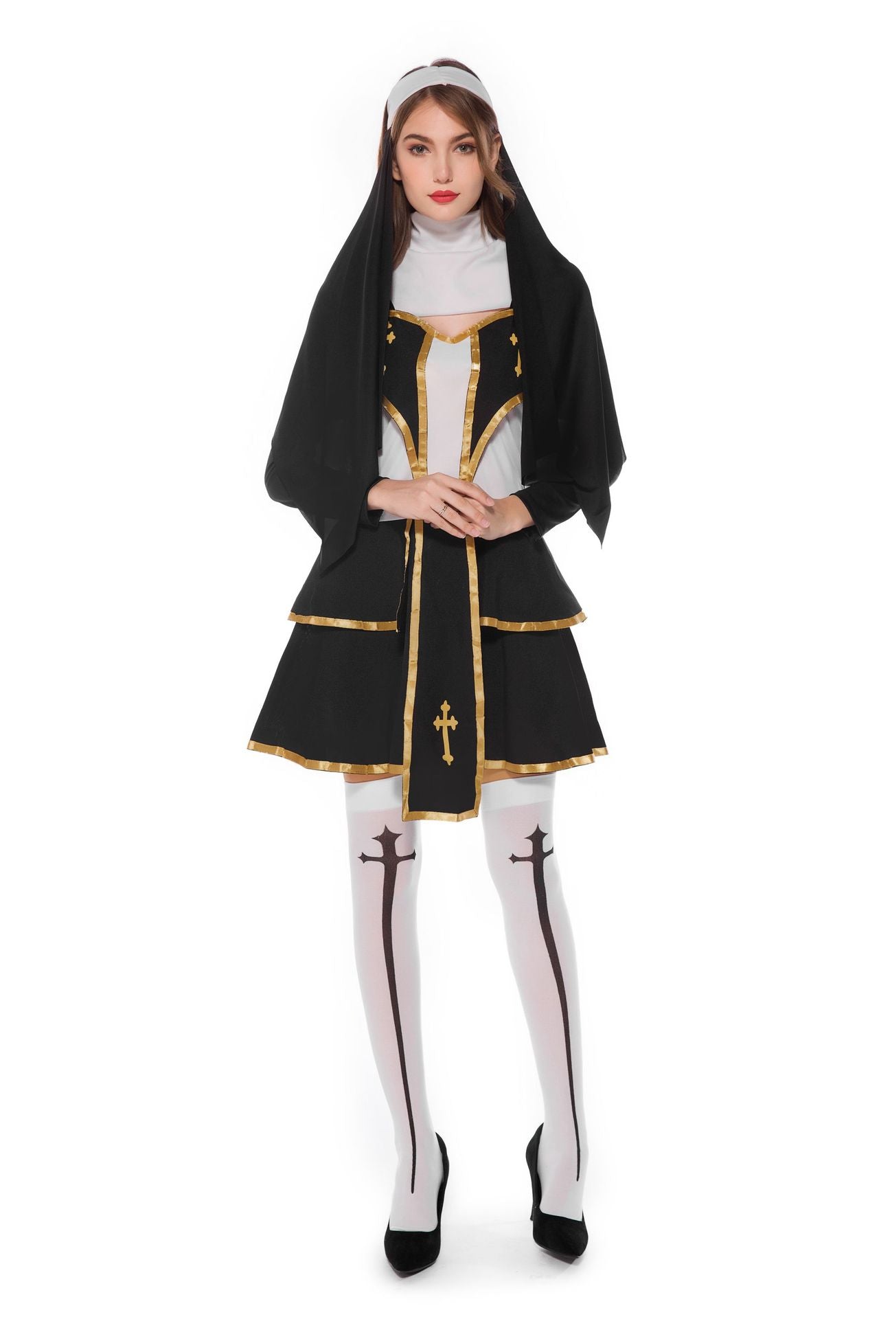 Halloween Men Priest Father Cosplay Religious Robe Carnival Party Sets