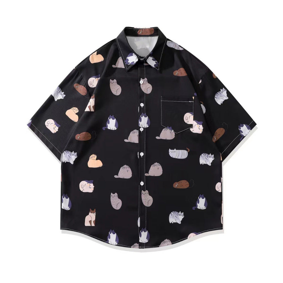 Mens Tropical Hawaiian Floral Loose Short Sleeve Summer Shirt 8002-8034