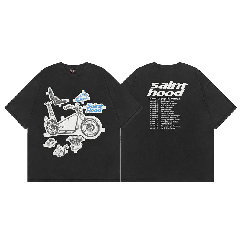 Saint Michael Vintage Washed Distressed Hole Loose Streetwear T-Shirt