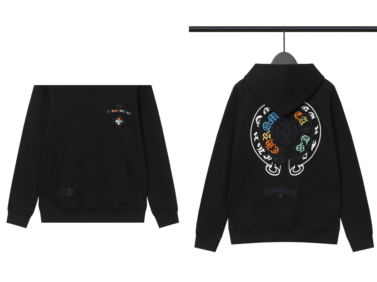 Chrome Hearts Horseshoe Cross Hoodie Goth Streetwear Graphic Pullover