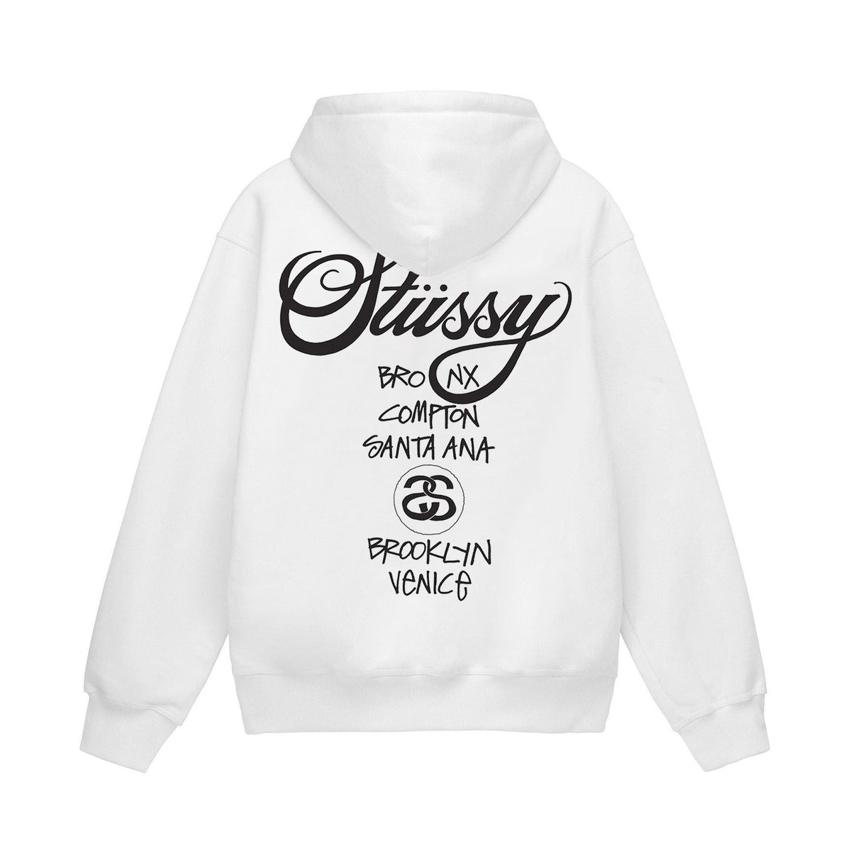 Stussy Script 8 Ball World Tour Graphic Oversized Hoodie Streetwear