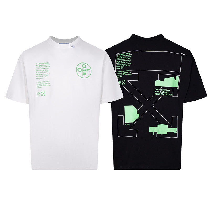 Tape Arrow Graphic Print Streetwear Crew Neck Short Sleeve T Shirt
