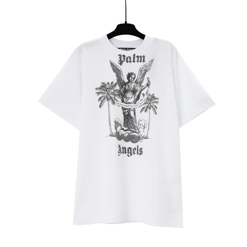 Palm Angels Graffiti Flame Palm Tree Graphic Oversized Tee Streetwear