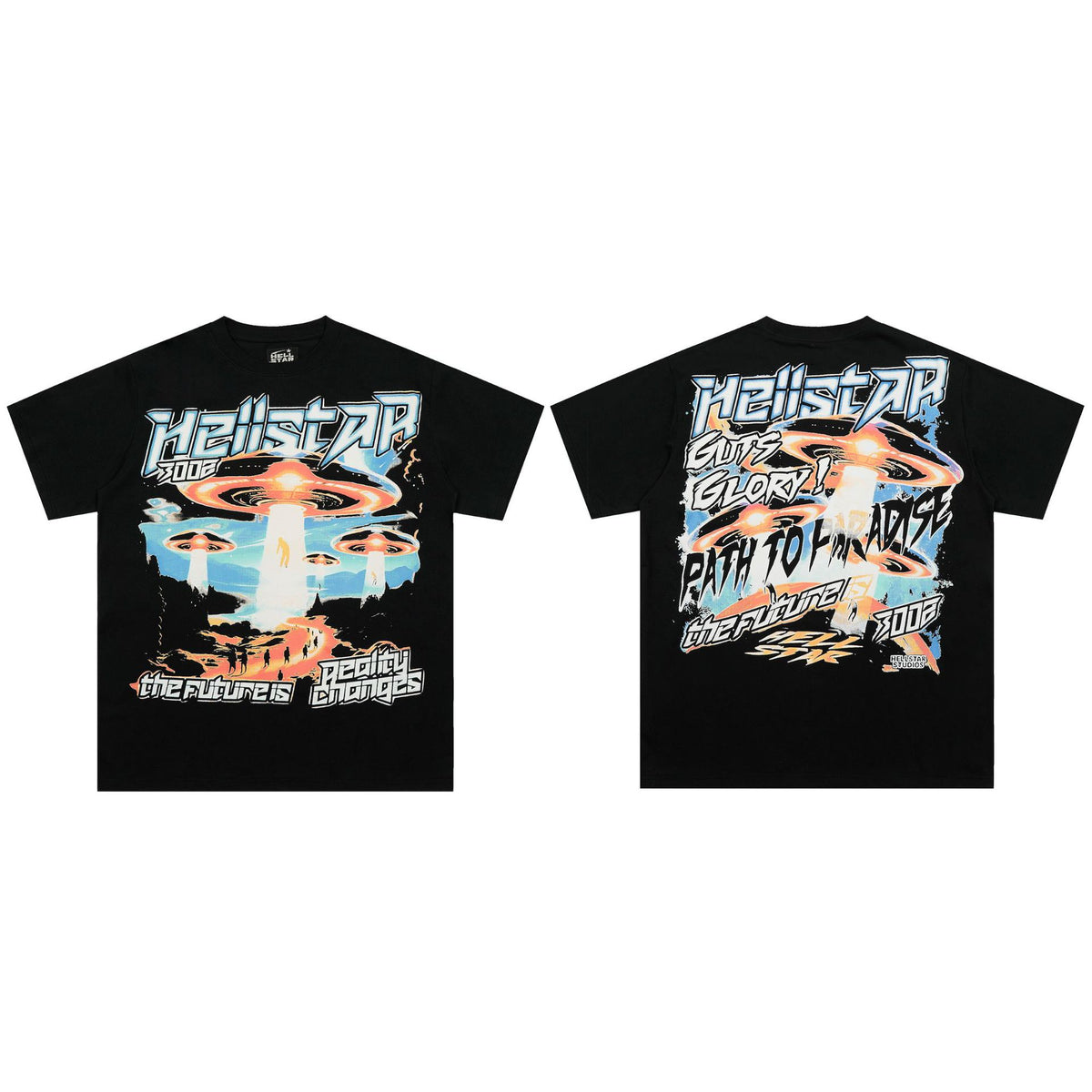 Hellstar Multi‑Graphic Vintage Washed Oversized Tee Streetwear