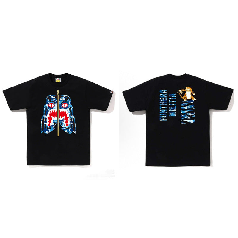 BAPE Ape Head Shark Print Loose Casual Unisex Short Sleeve T-Shirt