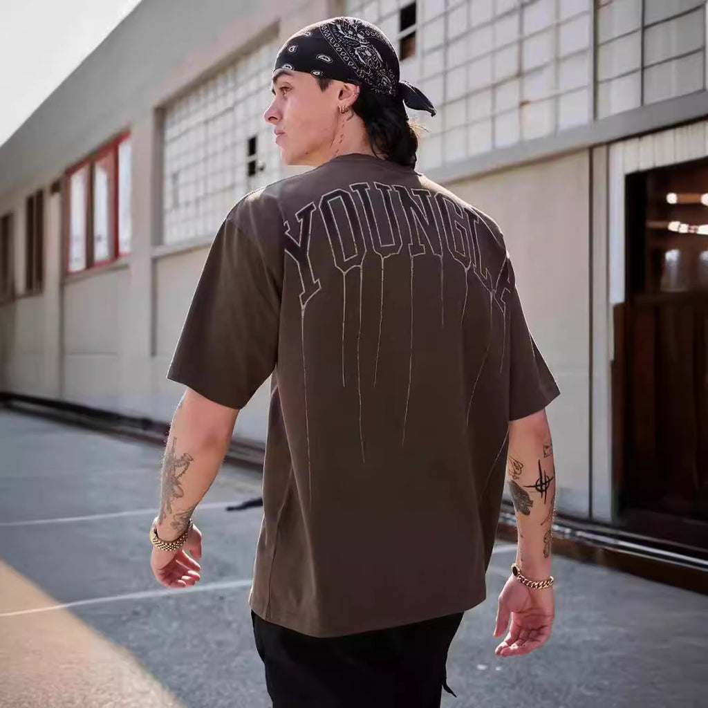 YOUNGLA W428 Drip Oversized Tee