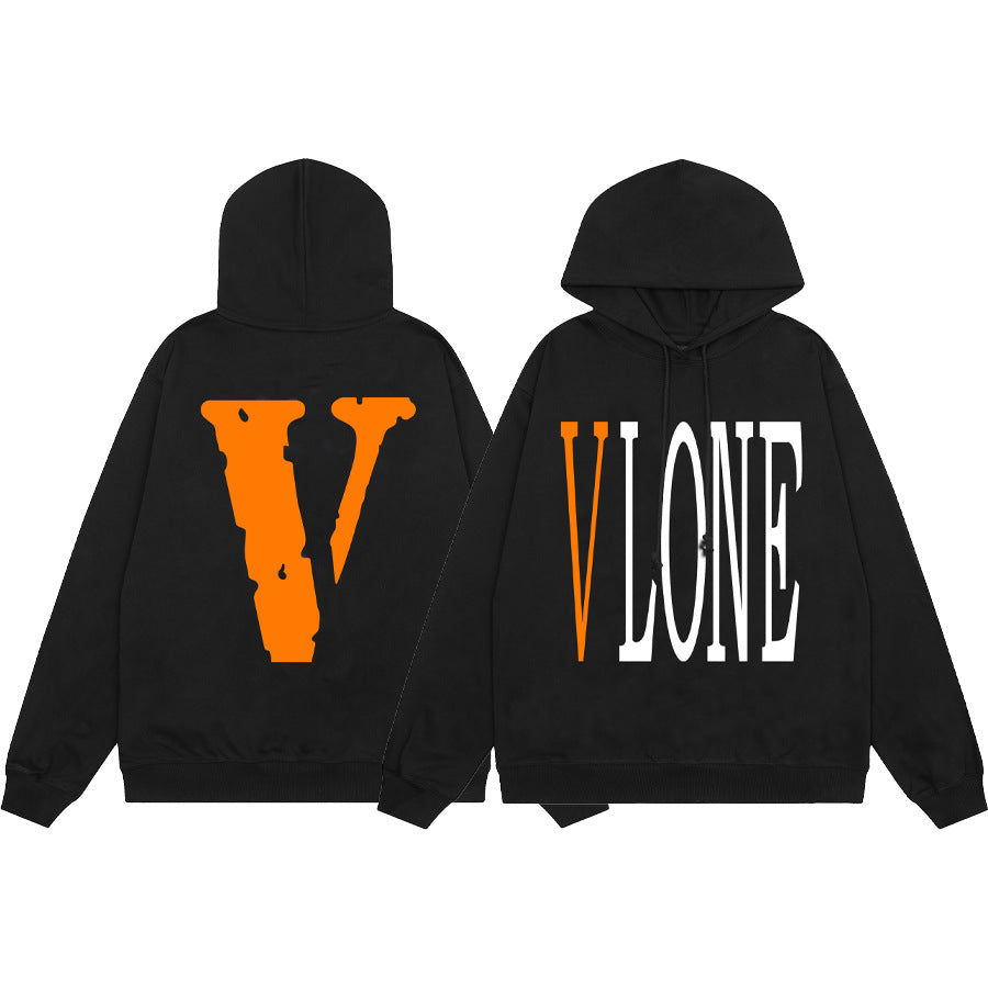 Vlone Multi Pattern Big V Graphic Oversized Hoodie Streetwear Unisex