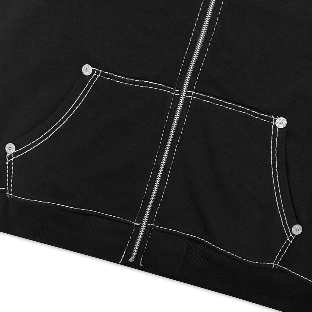 Y2K Vintage Stitch Zip Up Hoodie Horseshoe Embroidery