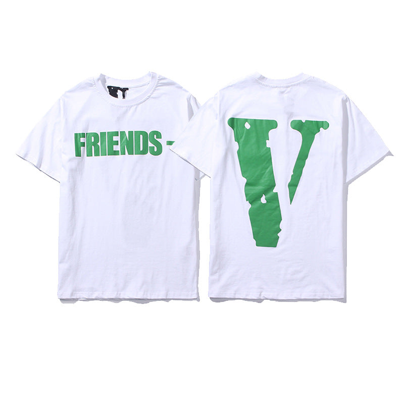 Vlone Big V Letter Graphic Print Short Sleeve Tee Streetwear Unisex