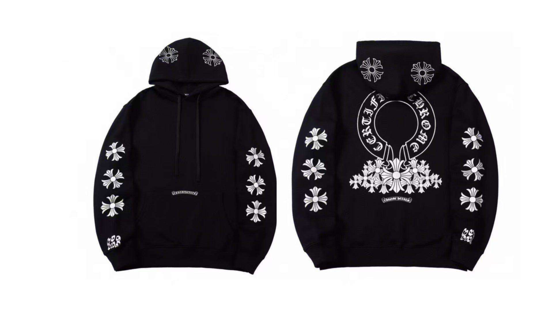 Chrome Hearts Gothic Graphic Print Pullover Hoodie Streetwear Unisex