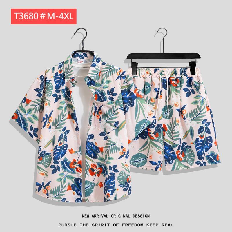 Couple Hawaiian Floral Set Loose 5 Inch Shorts T3664-T3699