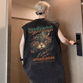 Vintage Washed Graphic Tank Top Mens Loose Hip Hop Sleeveless Vest