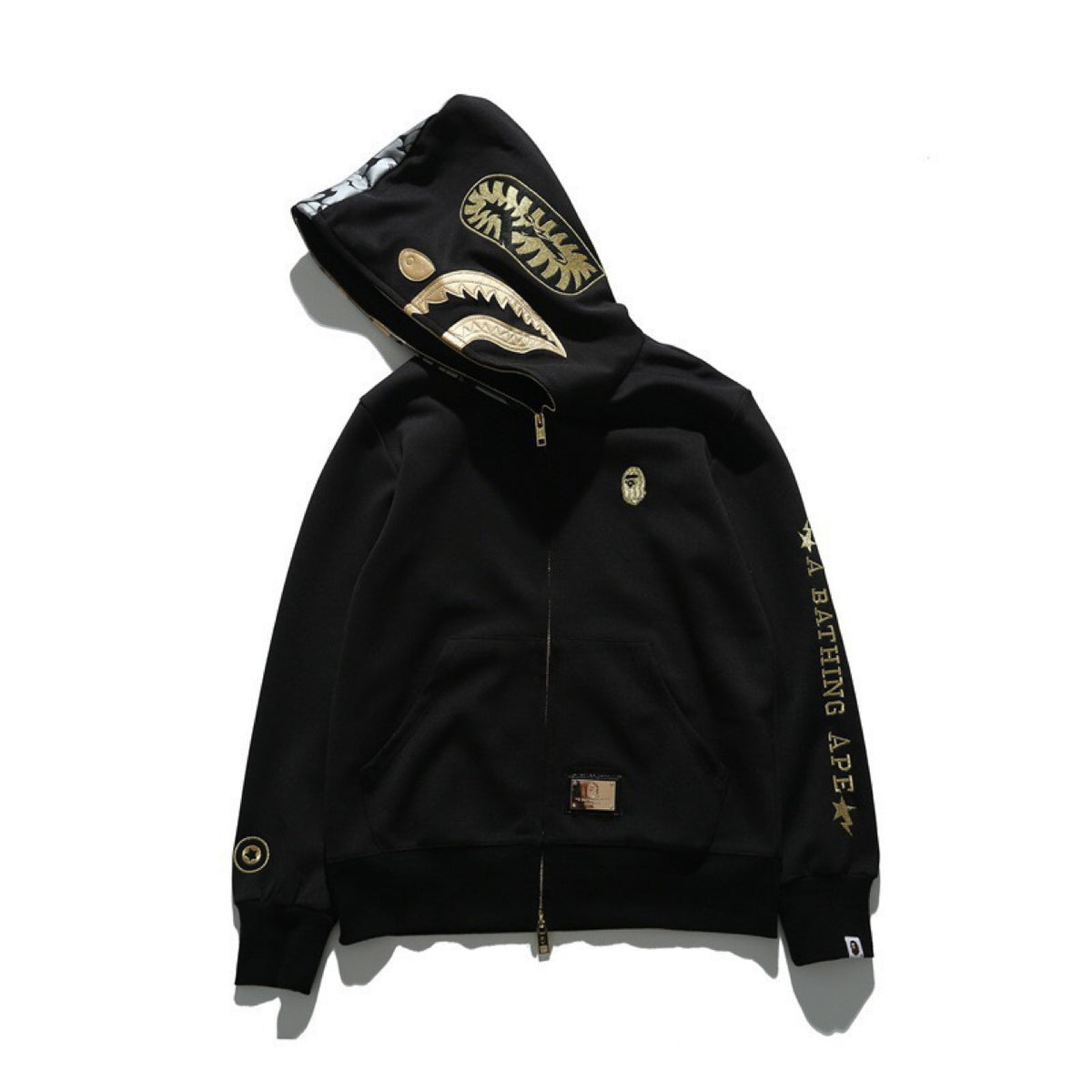 BAPE 23rd Anniv Gold Line Black/Gold Shark Full Zip Hoodie